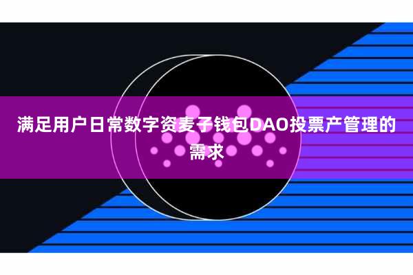 满足用户日常数字资麦子钱包DAO投票产管理的需求