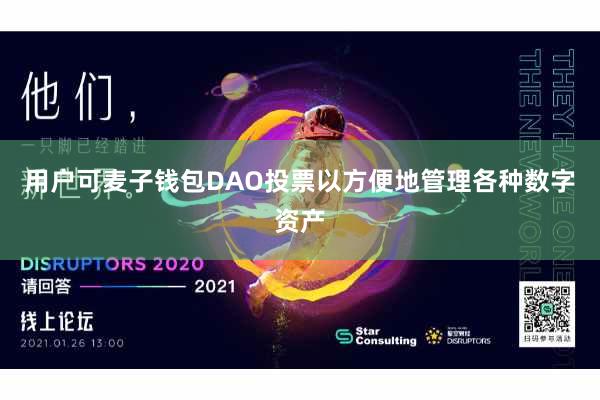 用户可麦子钱包DAO投票以方便地管理各种数字资产