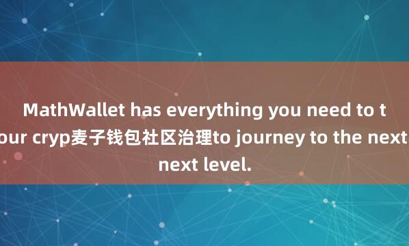 MathWallet has everything you need to take your cryp麦子钱包社区治理to journey to the next level.
